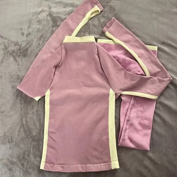 NWOT Free People Lilac and Yellow Think Twice Leggings in Dew Drop MSRP $138 - Picture 7 of 8